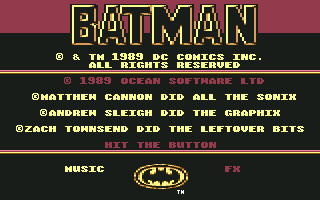 Batman (Commodore 64) screenshot: Startup