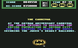 Batman (Commodore 64) screenshot: Level 4 Objective
