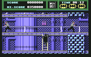 Batman (Commodore 64) screenshot: Navigating a ladder