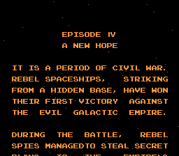 Star Wars (NES) screenshot: The game's in Japanese, but at least we get an English intro.