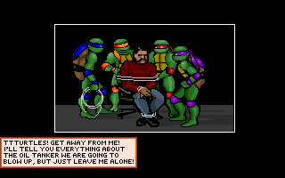 Teenage Mutant Ninja Turtles: Manhattan Missions (DOS) screenshot: Getting clues for the next mission