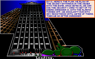 Teenage Mutant Ninja Turtles: Manhattan Missions (DOS) screenshot: At last, Shredder's hideout unveiled