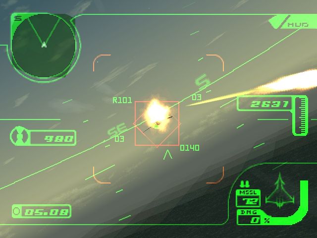 Ace Combat 3: Electrosphere (PlayStation) screenshot: Dogfight