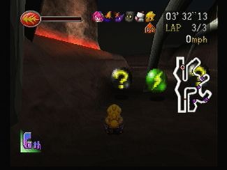 Chocobo Racing (PlayStation) screenshot: Chocobo in last place