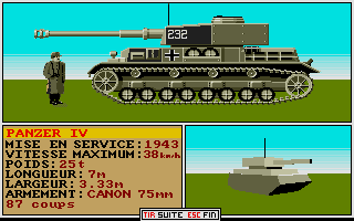 Sherman M4 (DOS) screenshot: German tanks specifications (VGA)