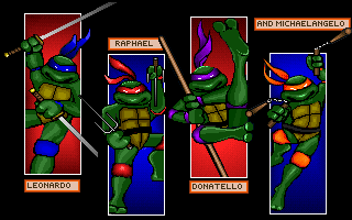Teenage Mutant Ninja Turtles: Manhattan Missions (DOS) screenshot: Woo, it's showtime.