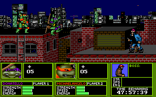 Teenage Mutant Ninja Turtles: Manhattan Missions (DOS) screenshot: Multiplayer action !