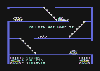 Aztec (Atari 8-bit) screenshot: You died. (disk)