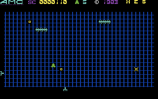 Attack of the Mutant Camels (Commodore 64) screenshot: Gameplay on the first level