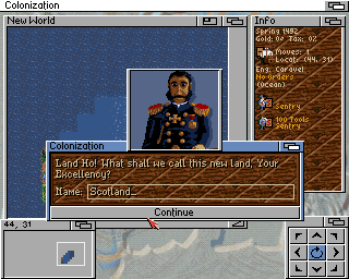 Sid Meier's Colonization (Amiga) screenshot: ...which you can name as you wish