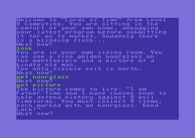 Lords of Time (Commodore 64) screenshot: Game start