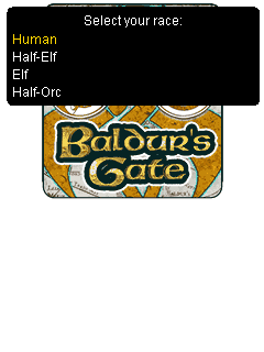 Baldur's Gate (J2ME) screenshot: Race selection