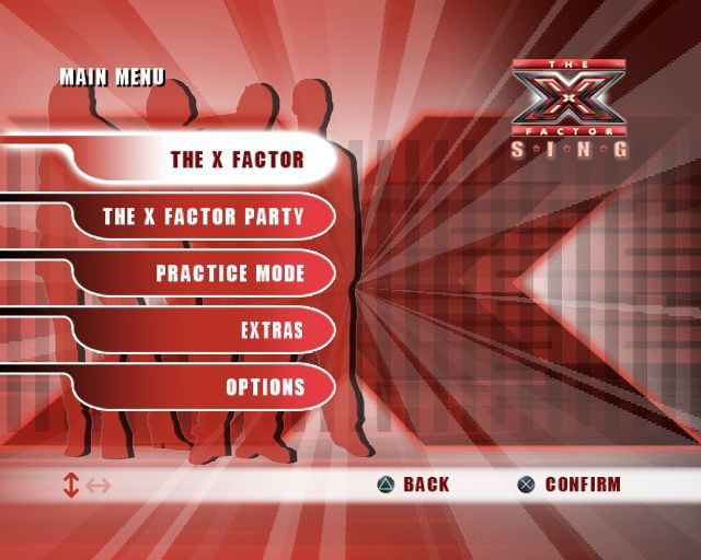 The X Factor Sing (PlayStation 2) screenshot: The main menu