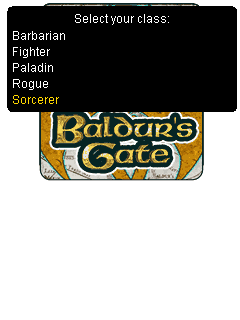 Baldur's Gate (J2ME) screenshot: Class selection