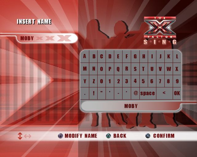 The X Factor Sing (PlayStation 2) screenshot: The X Factor: This consists of two options the Audition and the Live Challenge. To perform in either a player id must be entered