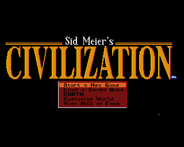 Sid Meier's Civilization (Amiga) screenshot: Main menu