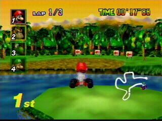 Mario Kart 64 (Nintendo 64) screenshot: D.K.'s Jungle Parkway - Jump!
