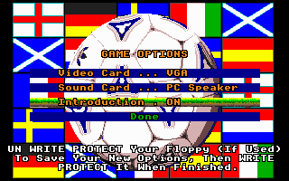 Euro Soccer (DOS) screenshot: Game Options