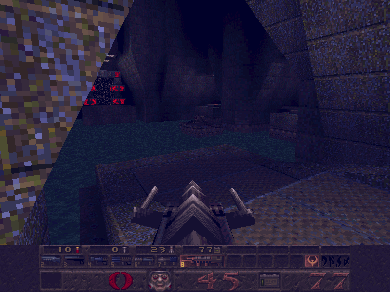 Quake: Episode 5 - Dimensions of the Past (Windows) screenshot: Using the lightning gun.
