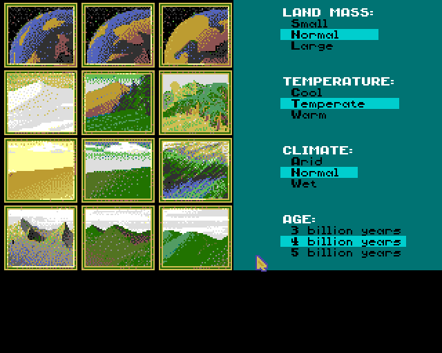 Sid Meier's Civilization (Amiga) screenshot: Customizing world