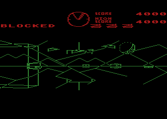 Battlezone (Atari 8-bit) screenshot: Drat, I was hit!