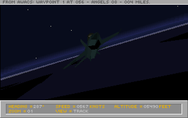 Falcon 3.0 (DOS) screenshot: Flying at night.