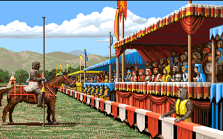 Defender of the Crown II (Amiga CD32) screenshot: Preparing for the joust.