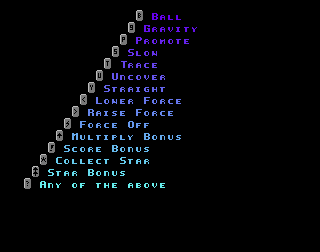 Poing 6 (Amiga) screenshot: The different upgrade blocks