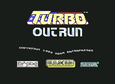 Turbo Out Run (Commodore 64) screenshot: Title screen. The music here is a technical marvel.