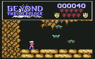 Beyond the Ice Palace (Commodore 64) screenshot: Your first enemy, the bat