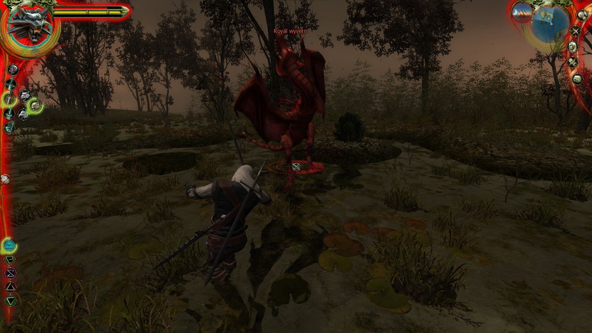 The Witcher: Enhanced Edition (Windows) screenshot: Enhanced Base Game - Fighting a royal wyvern