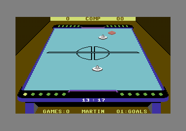 Superstar Indoor Sports (Commodore 64) screenshot: Player 2 can use the corner as a rebound angle