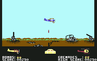 Biggles (Commodore 64) screenshot: Bombs Away!
