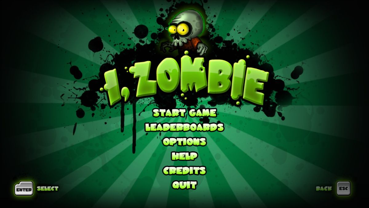I, Zombie (Windows) screenshot: Main menu