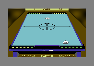 Superstar Indoor Sports (Commodore 64) screenshot: Time's up - 7-5 to player 2