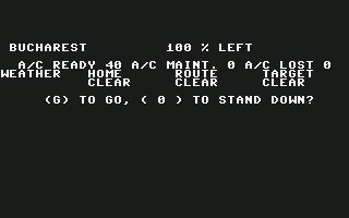 B-24 (Commodore 64) screenshot: Clear weather on the home, route, and target