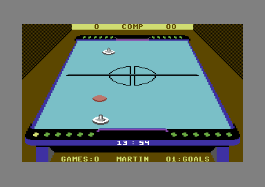 Superstar Indoor Sports (Commodore 64) screenshot: Defensive moment