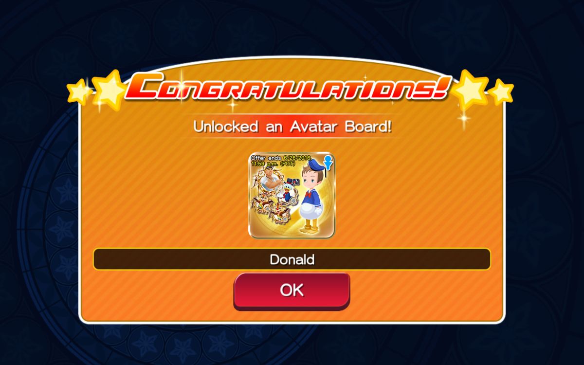 Kingdom Hearts: Unchained χ (Android) screenshot: A new Avatar Board has been unlocked.