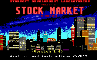 Stock Market: The Game (DOS) screenshot: Title Screen