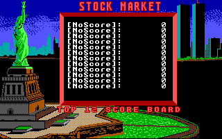 Stock Market: The Game (DOS) screenshot: Top 12 Score Board