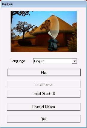 Kirikou (Windows) screenshot: Game installer & launcher