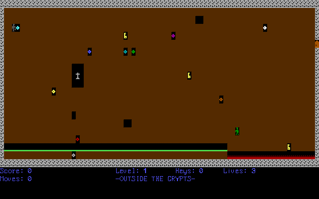 Gravedigger (DOS) screenshot: Starting location, first level