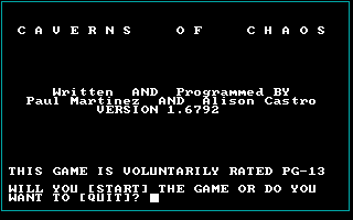 Caverns of Chaos (DOS) screenshot: Title screen