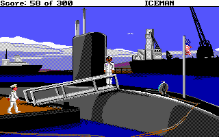 Code-Name: Iceman (DOS) screenshot: Boarding a US Navy sub.