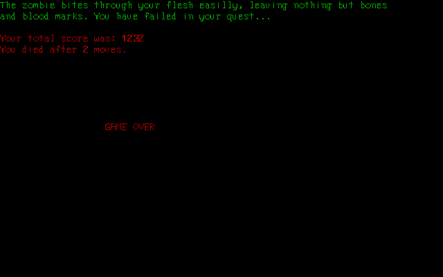 Gravedigger (DOS) screenshot: One of many deaths