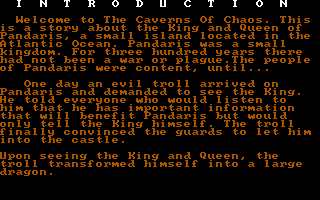 Caverns of Chaos (DOS) screenshot: Introduction