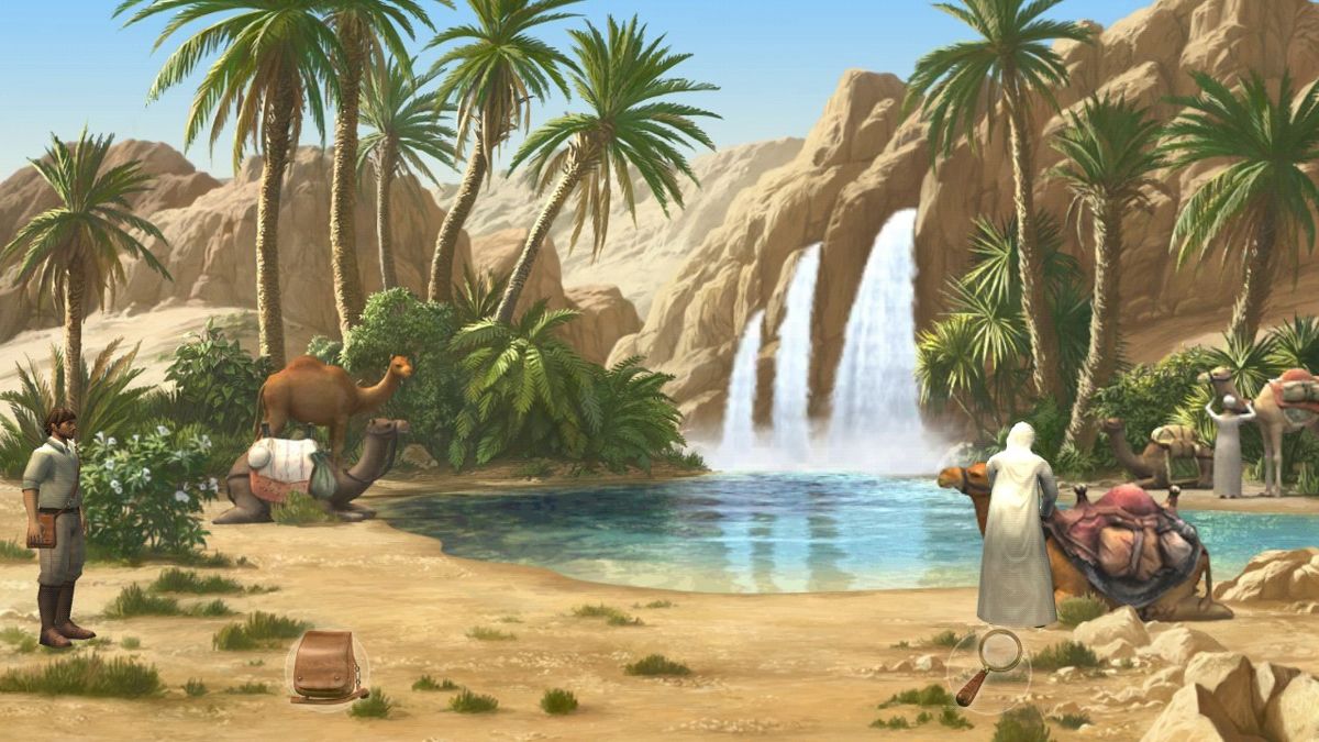 Lost Horizon (Android) screenshot: Encountering the caravan resting in oasis
