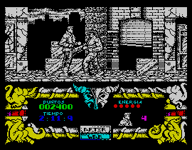 After the War (ZX Spectrum) screenshot: Part I: level 1.<br> Do not waste a blow in vain, it can be used as a counter attack.