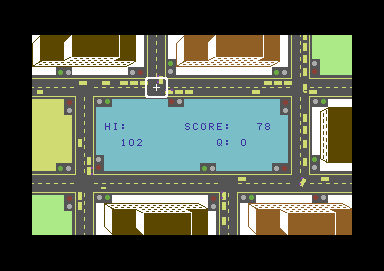 Traffic (Commodore 64) screenshot: Can change the highlighted junction once this one goes