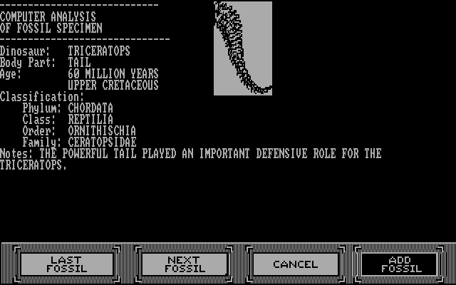 Designasaurus (DOS) screenshot: Build-a-Dino: Choose a tail.